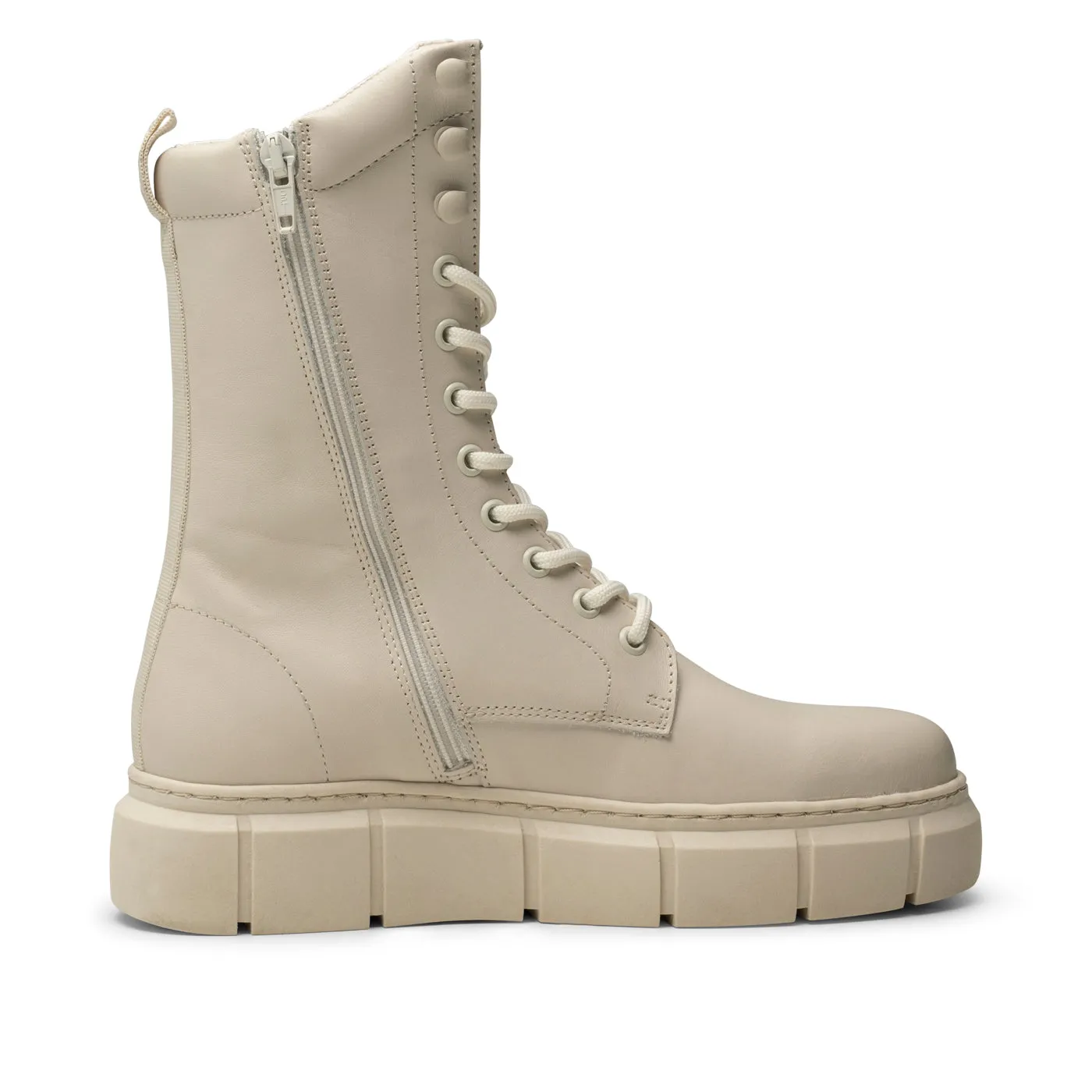 Tove lace up boot leather - OFF WHITE