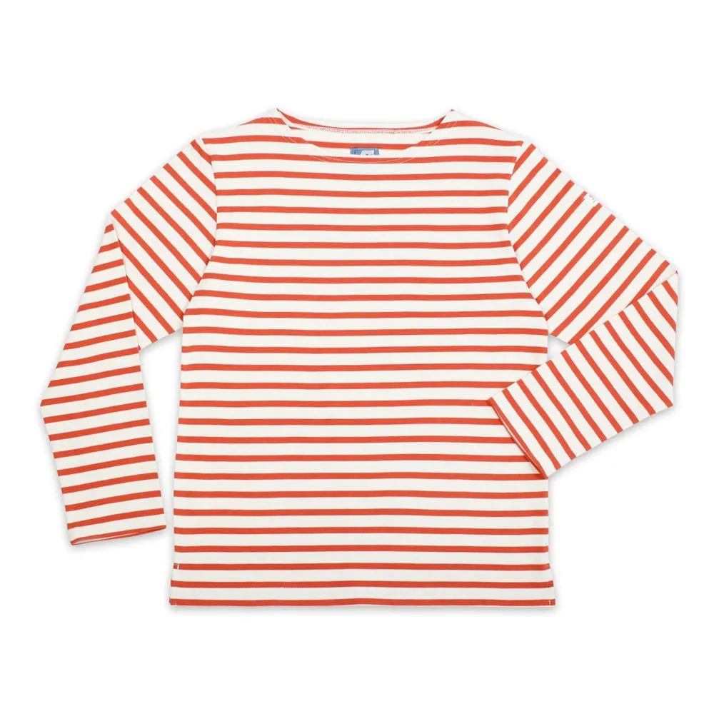 Unisex Striped Breton Top - Cream / Burnt Orange