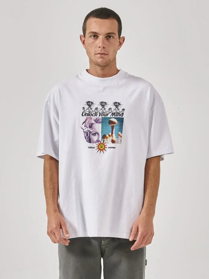 Unlock Your Mind Box Fit Oversize Tee - White