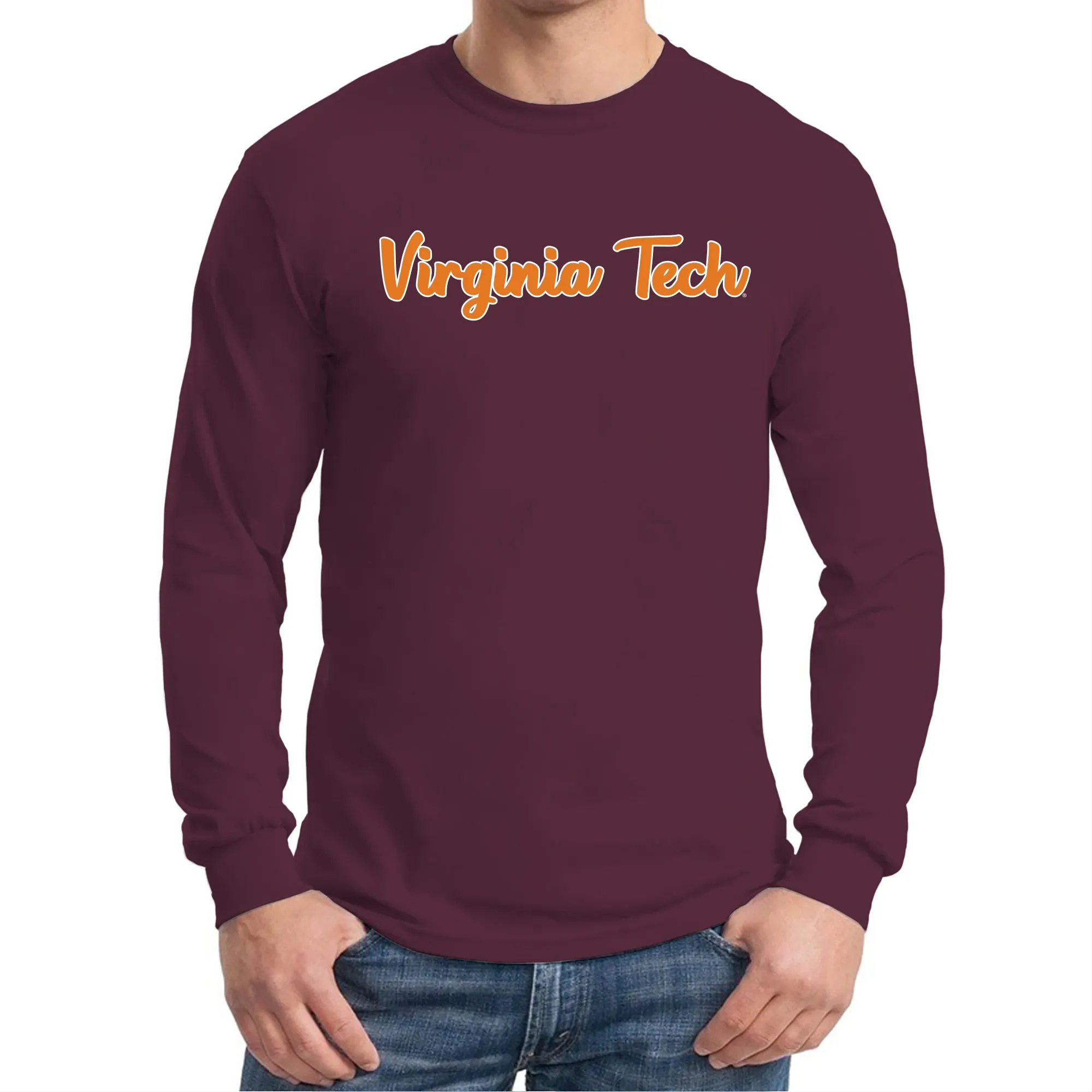 Virginia Tech Basic Script Long Sleeve - Maroon