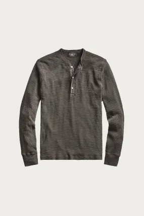 Waffle-Knit Henley Shirt - Faded Black Canvas