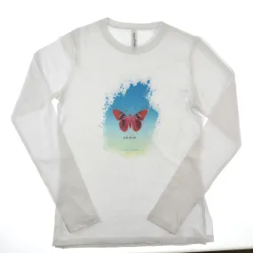 Walter Knabe Women's Long Sleeve White T Shirt Butterfly Peace