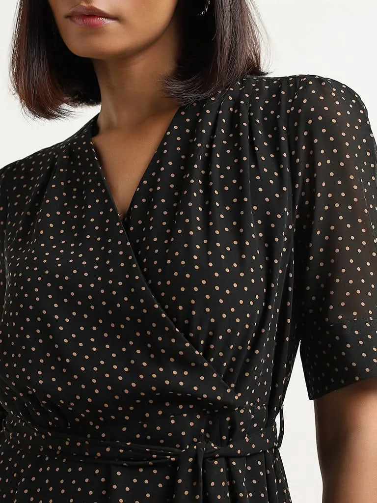 Wardrobe Black Polka-Dotted Dress