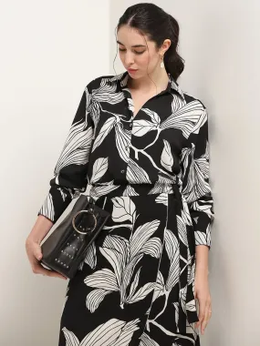 Wardrobe Black Printed Polyester Shirt