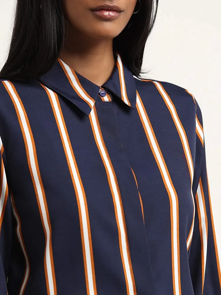 Wardrobe Navy Striped Shirt