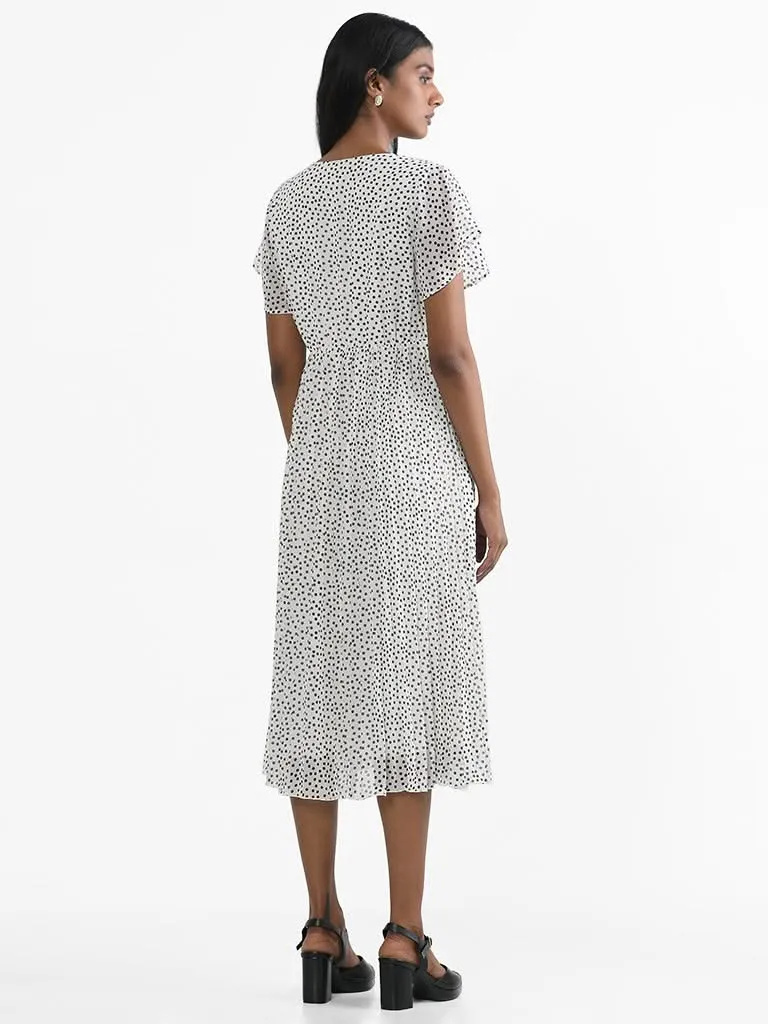 Wardrobe White Polka Dotted Dress