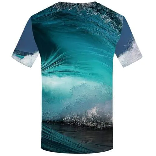 Wave T-shirt Men Blue Tshirts Novelty Harajuku T-shirts Graphic Water Shirt Print Gothic Tshirt Anime Short Sleeve Full Print