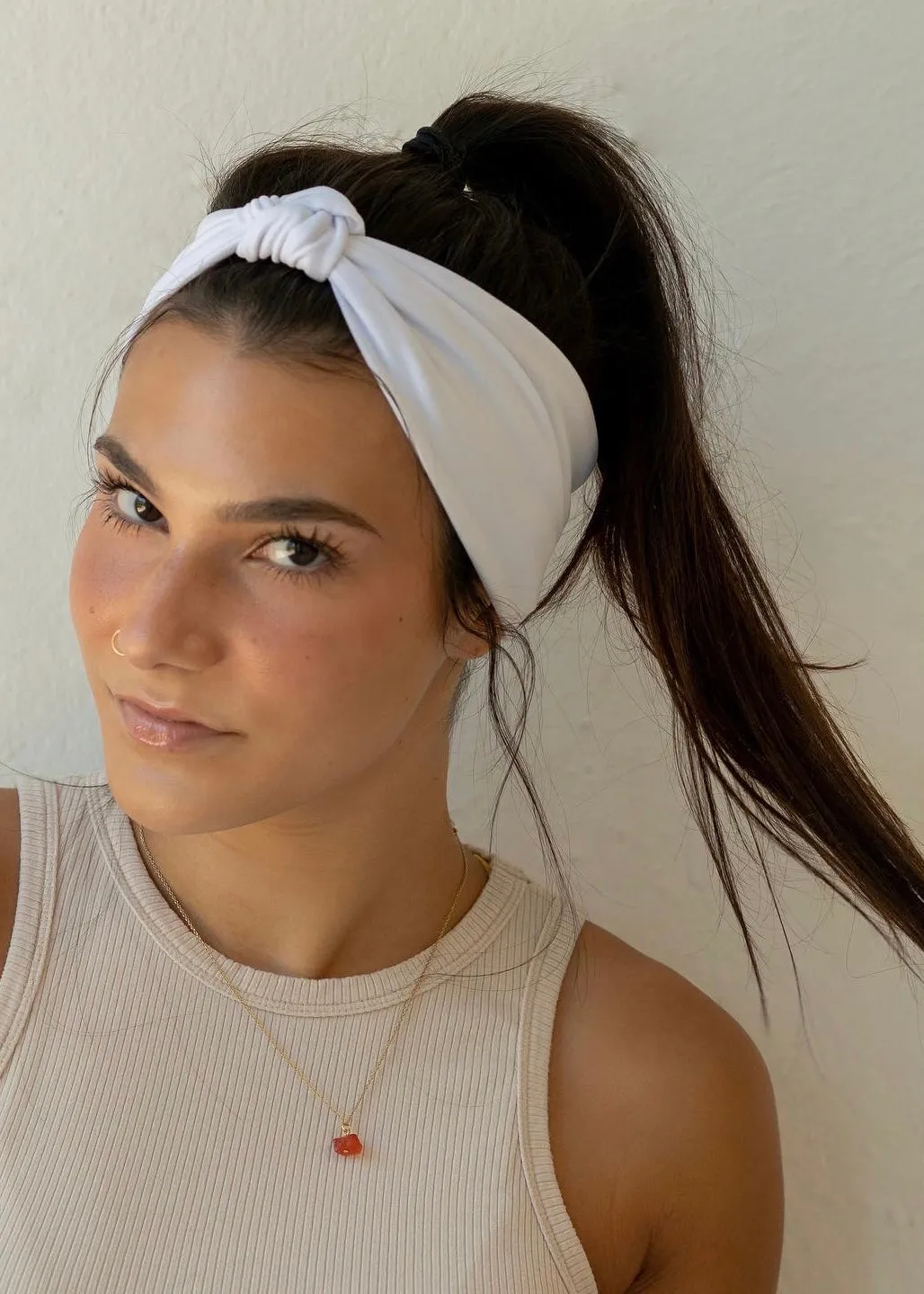 White Top Knot Headband