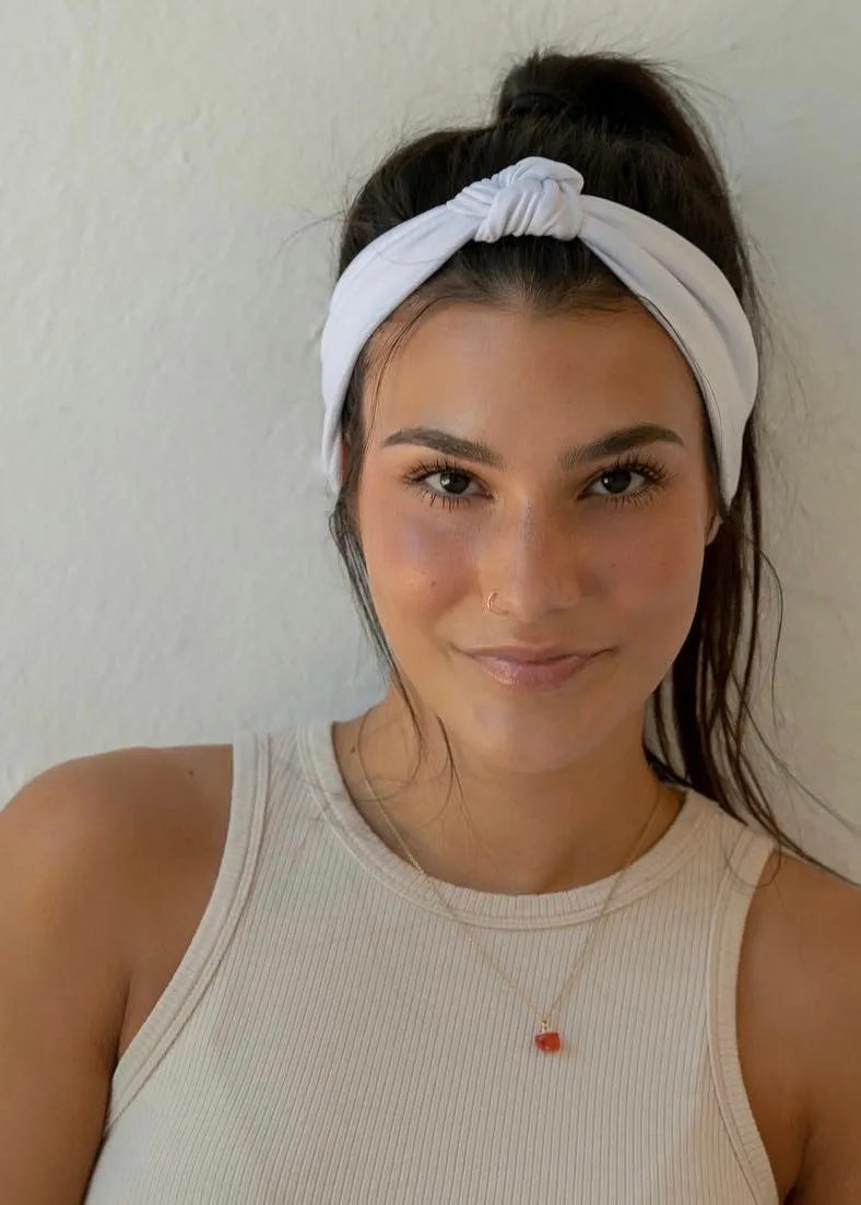 White Top Knot Headband