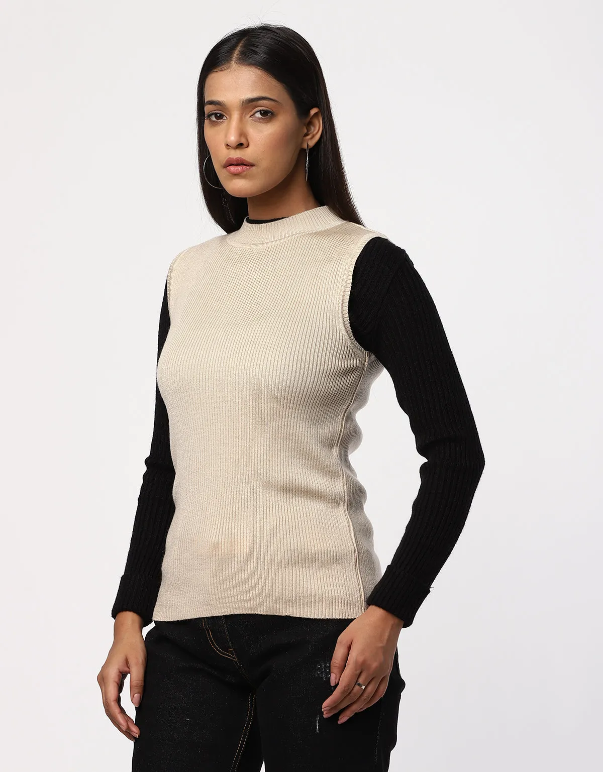 Women Knitted  Round Neck S/L Skivvy