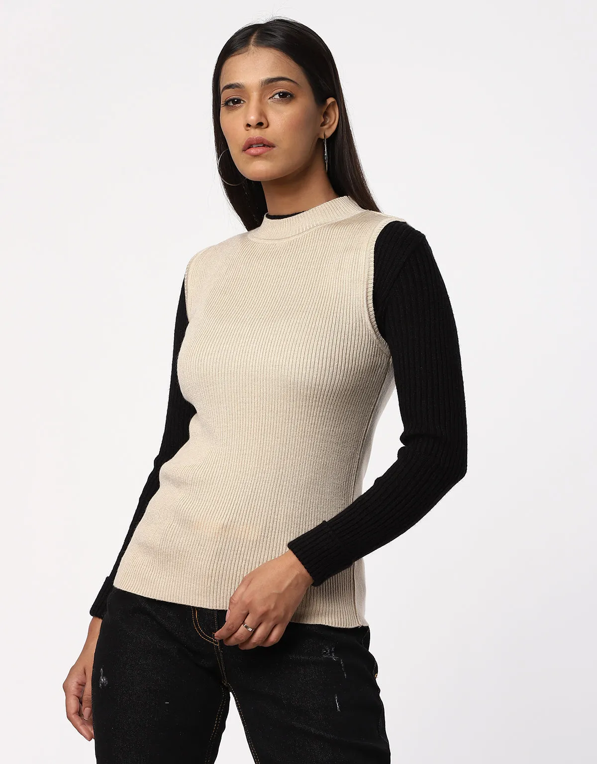 Women Knitted  Round Neck S/L Skivvy