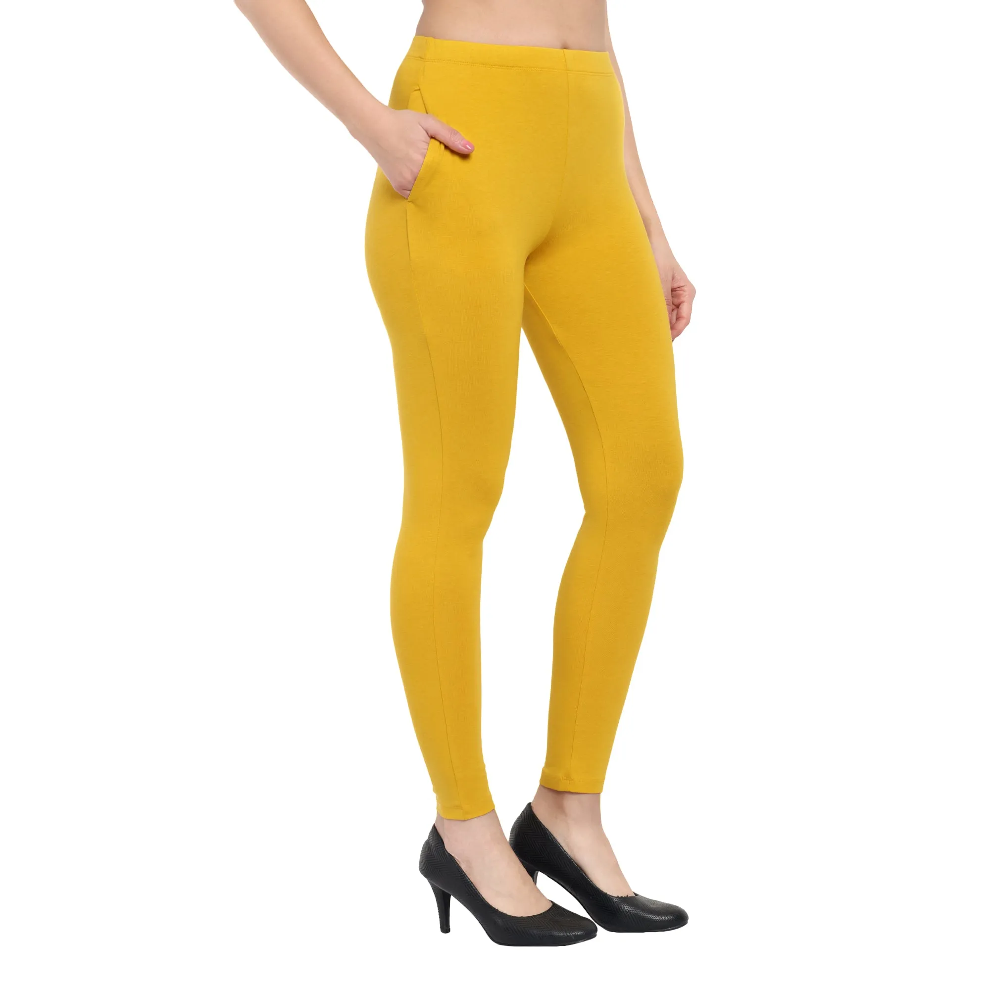 Women Mustard Regular Legging