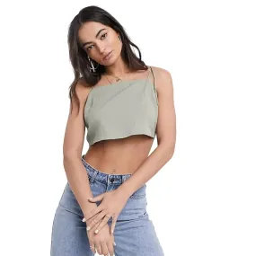 Women's Tie Shoulder Crop Top,Light Green