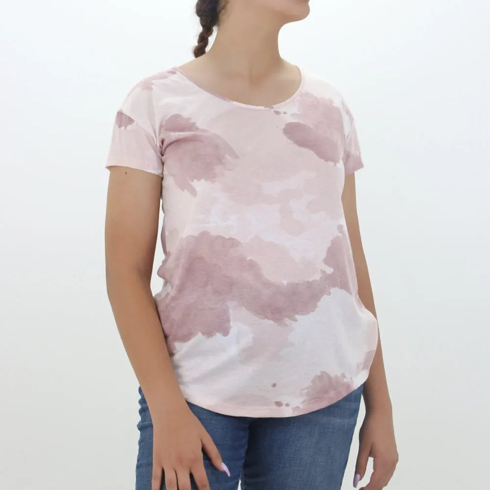 Women's Washed Casual Top,Light Pink