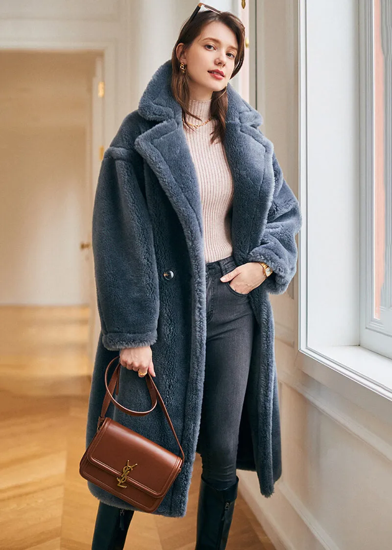 Wool Fur Two Button Teddy Coat