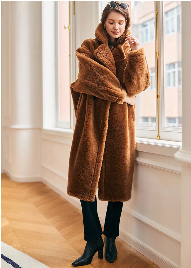 Wool Fur Two Button Teddy Coat