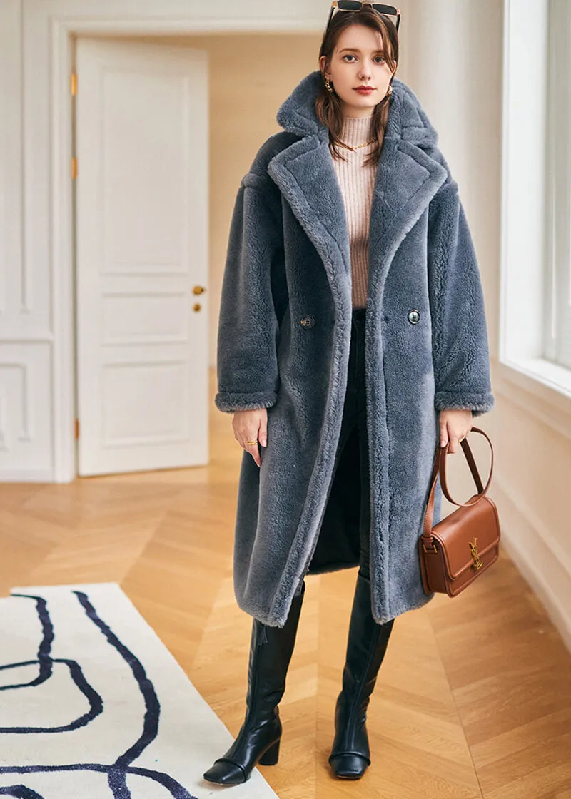 Wool Fur Two Button Teddy Coat