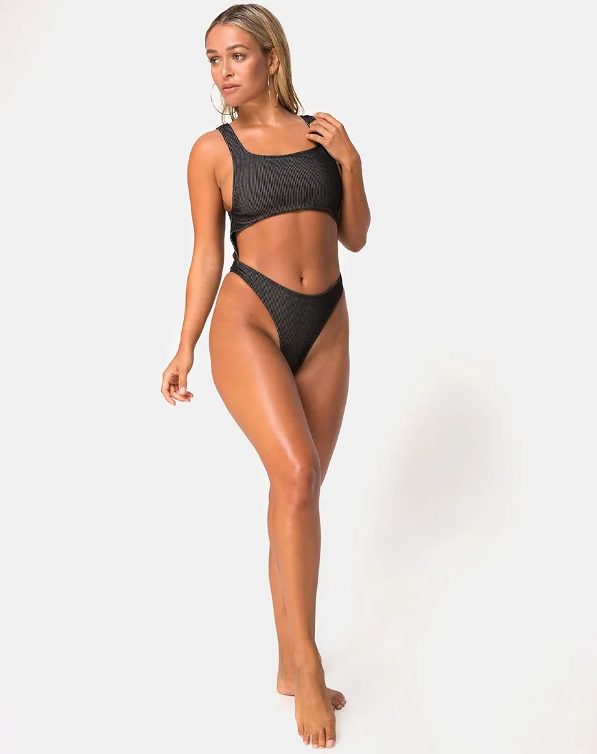 Xin Cutout Swimsuit in Needle Point Black